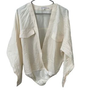 Good American Utility Wrap Bodysuit. Ivory Size 4.